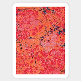 Orange red handmarbled paper Sticker
